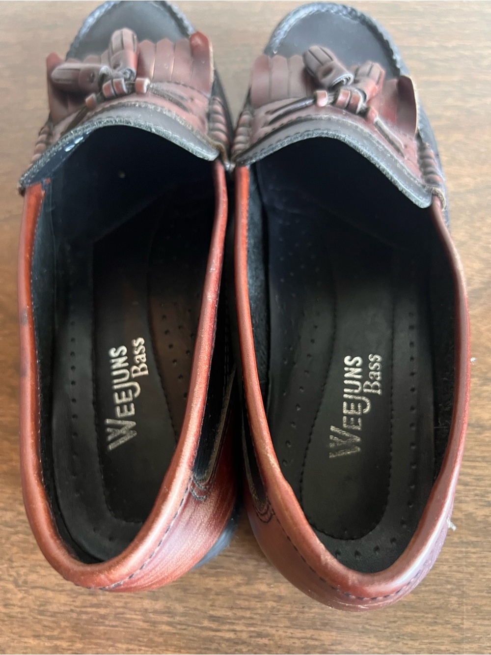 VTG GH Bass Weejuns 6.5M Setta Black Brown Leather Kiltie Tassel Loafers Brazil - Picture 3 of 10
